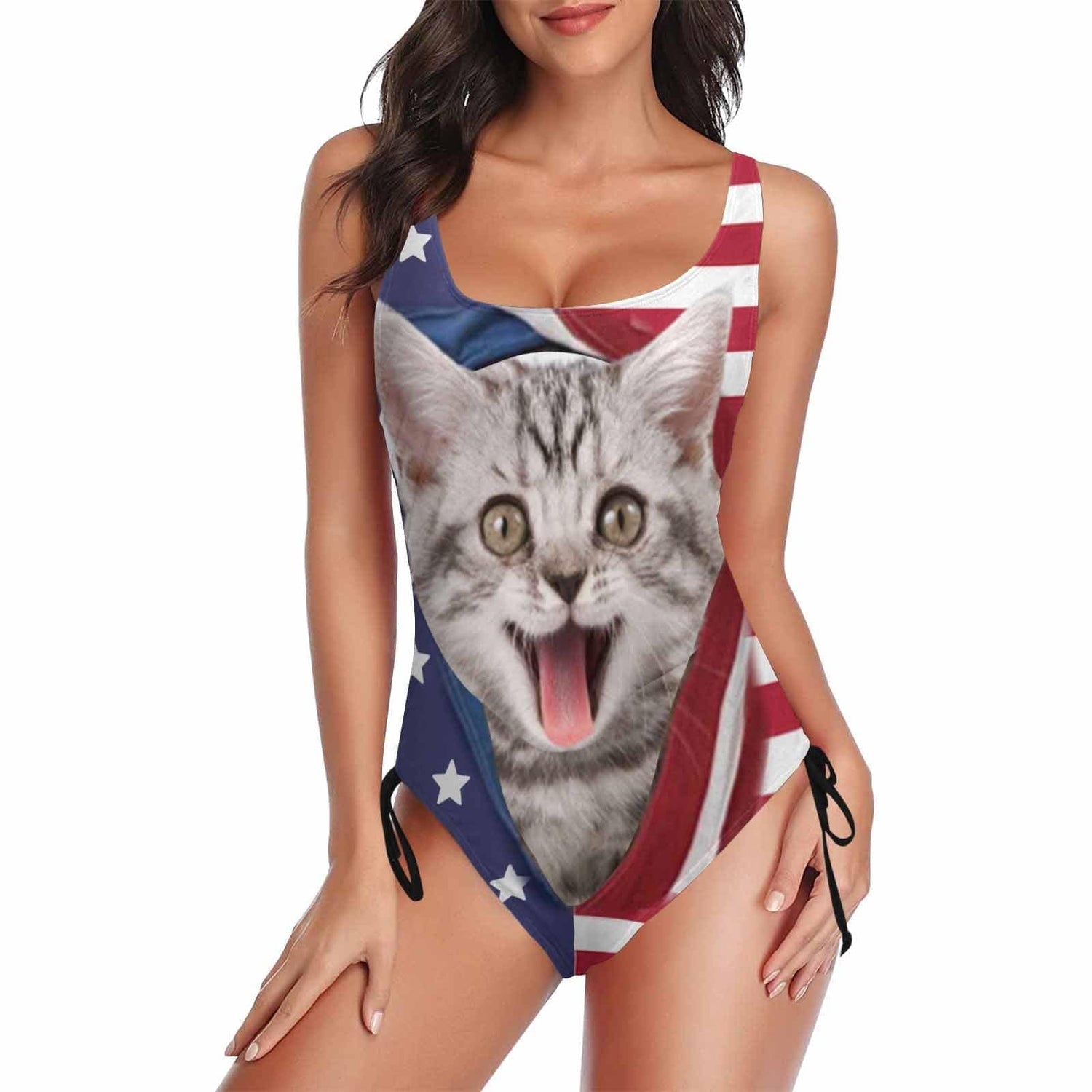 Custom Cat Photo Swimsuit Personalized Women&