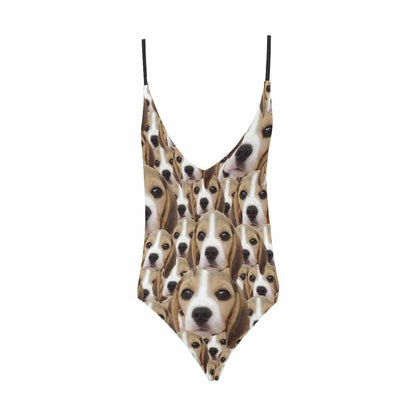 Custom Cute Dog Face Swimsuit Personalized Women&