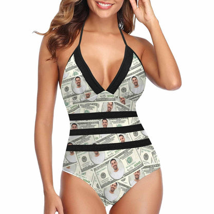 Custom Dollar Photo Swimsuit Personalized Women&