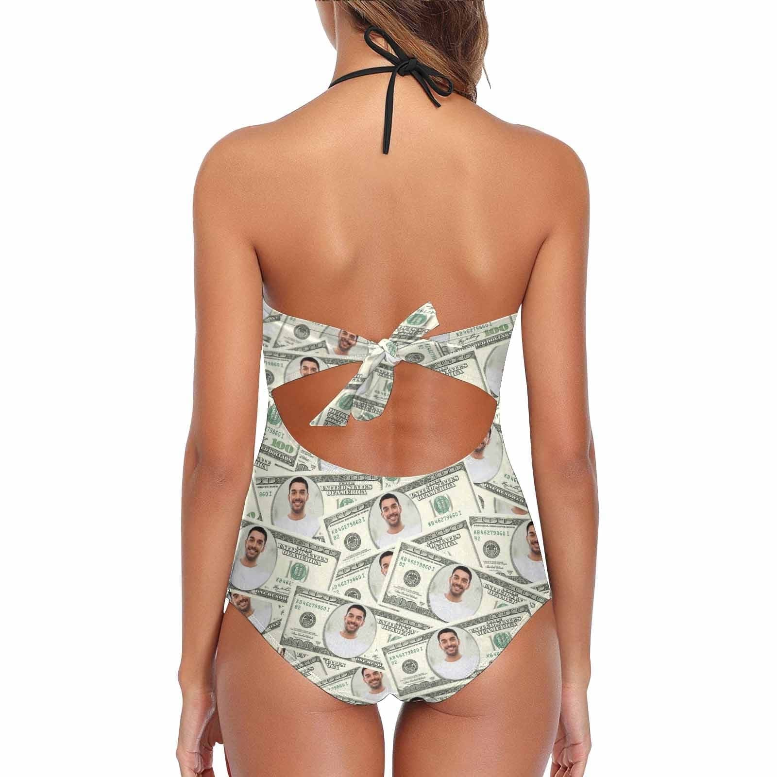 Custom Dollar Photo Swimsuit Personalized Women&