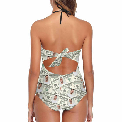 Custom Dollar Photo Swimsuit Personalized Women&