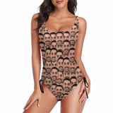 Custom Face All You Swimsuits Personalized Women's New Drawstring Side One Piece Bathing Suit Honeymoons For Her