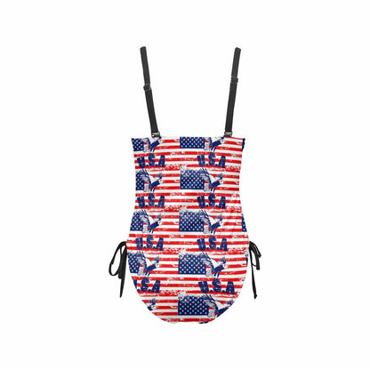 Custom Face American Flag Swimsuit Personalized Women&