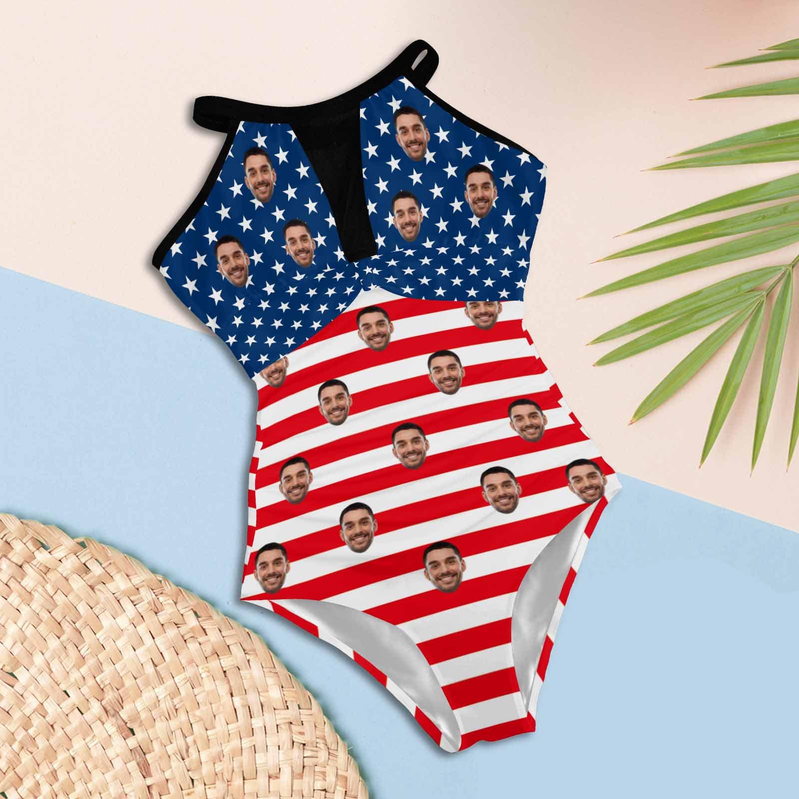 Custom Face American Flag Women&