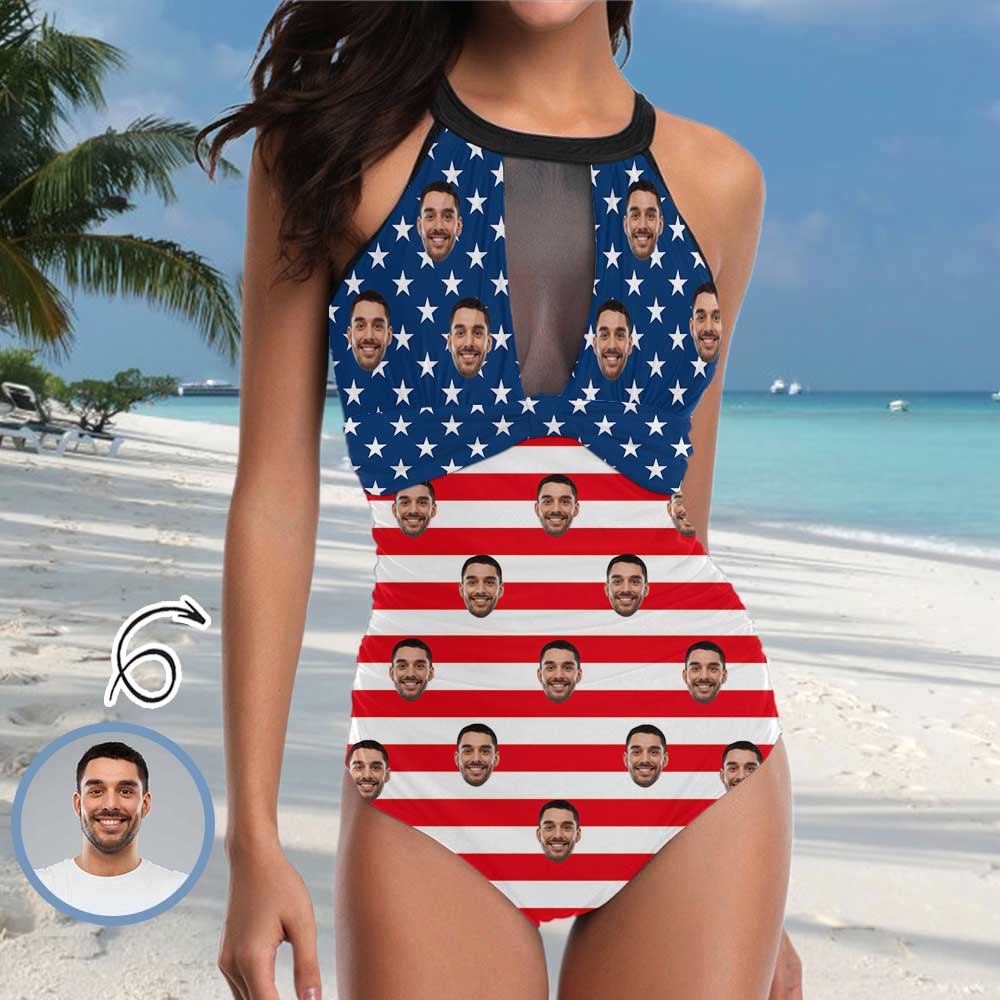 Custom Face American Flag Women&