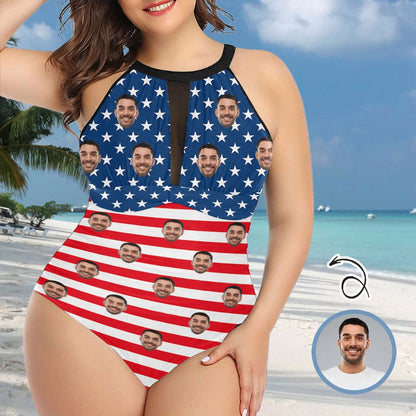 Custom Face American Flag Women&