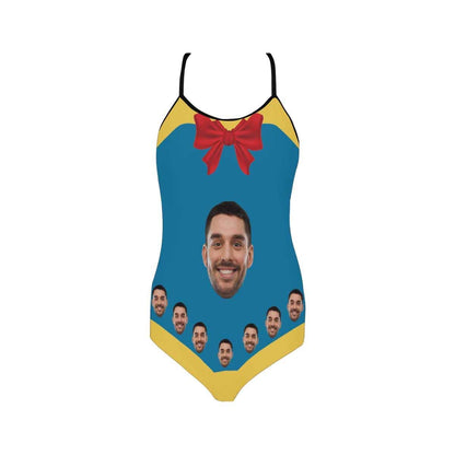 Custom Face Bowknot Swimsuit Personalized Women&