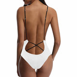 Custom Face Bride White Women's Lacing Backless One-Piece Swimsuit