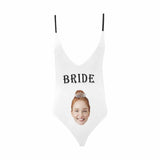 Custom Face Bride White Women's Lacing Backless One-Piece Swimsuit