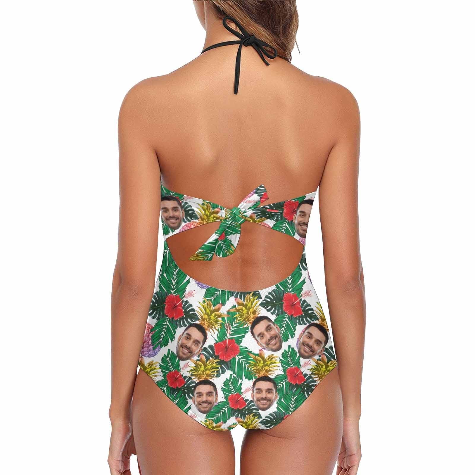 Custom Face Flower Swimsuit Personalized Women&