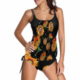 Custom Face Flowers Swimsuit Personalized Womens Tankini Top Sets Bikini Two Piece Bathing Suit