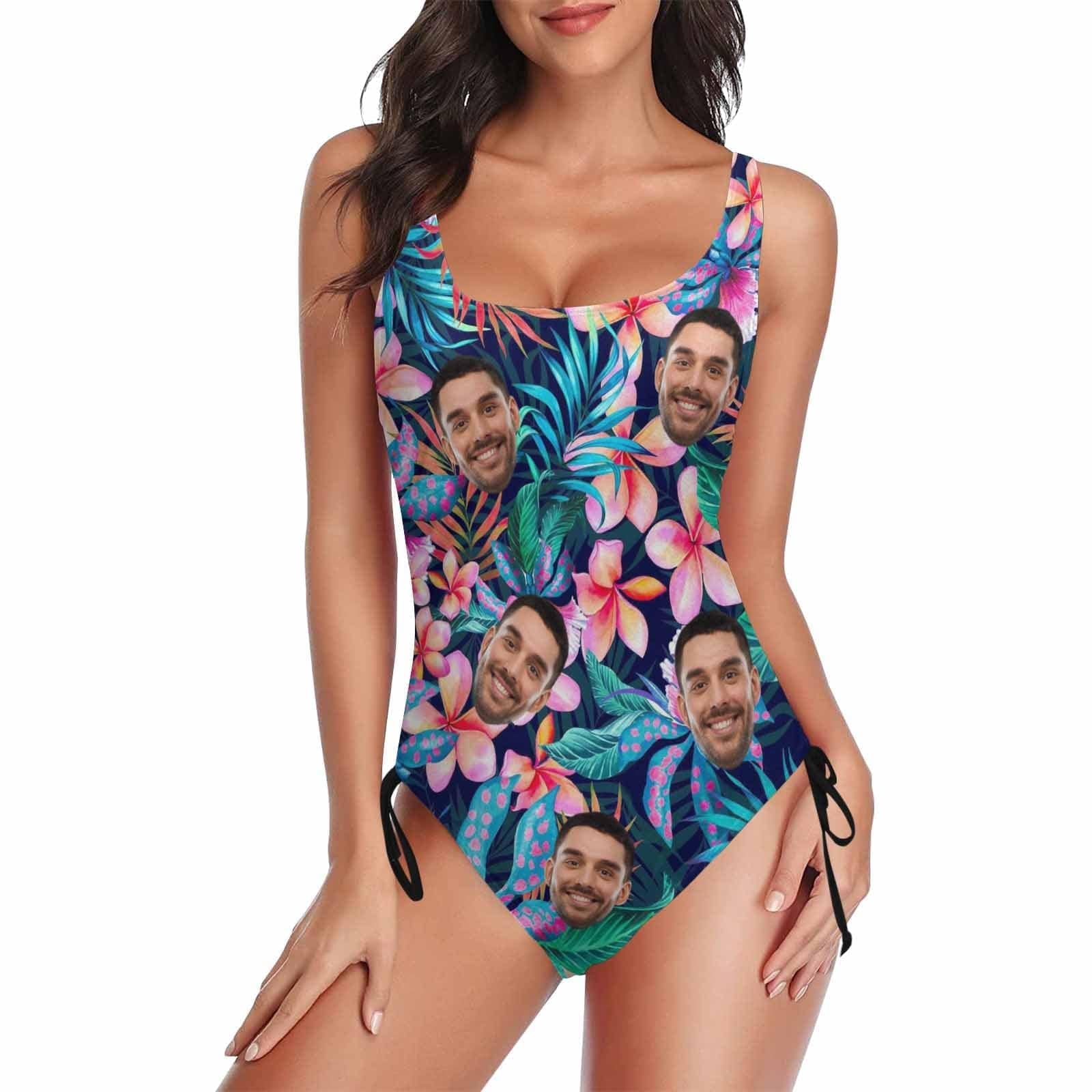 Custom Face Fresh Flowers Swimsuits Personalized Women&