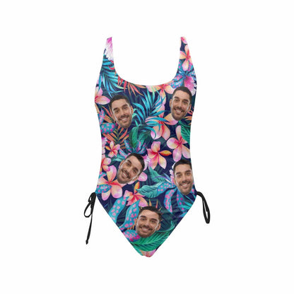 Custom Face Fresh Flowers Swimsuits Personalized Women&