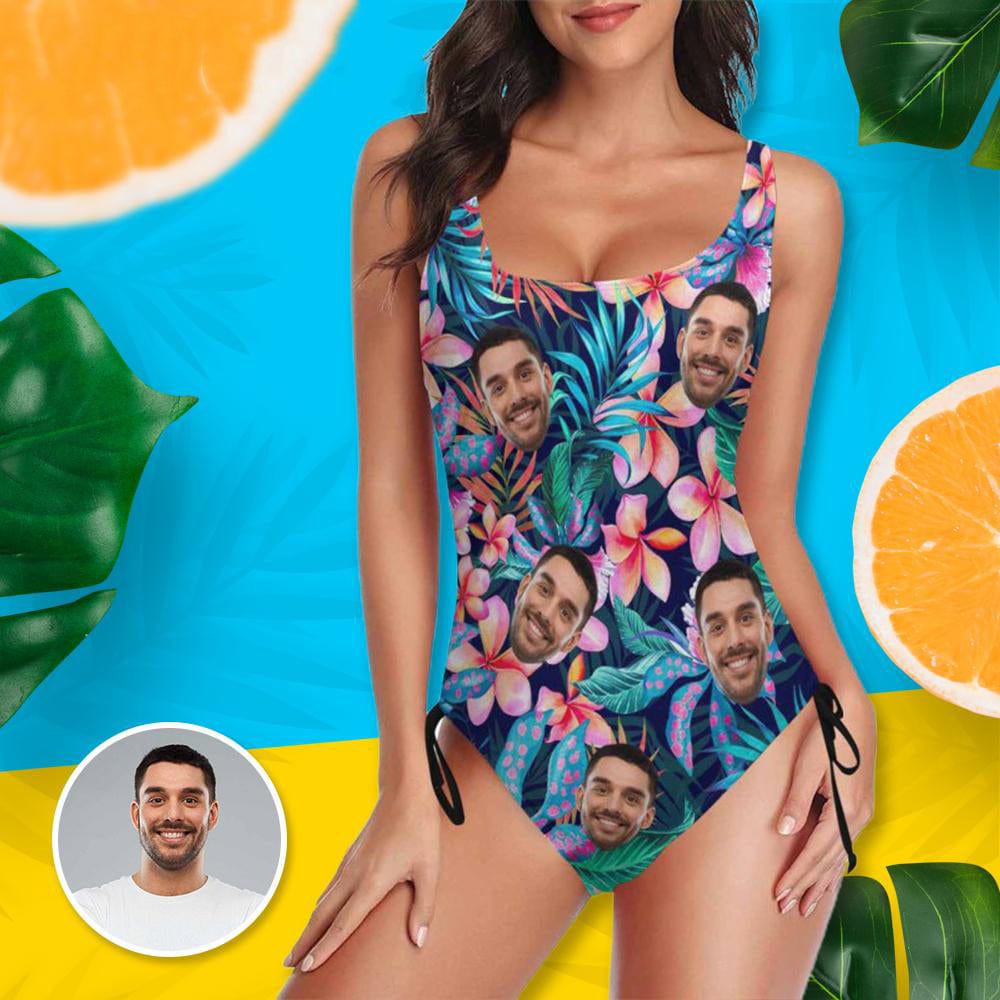 Custom Face Fresh Flowers Swimsuits Personalized Women&