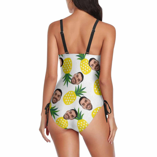 Custom Face Fruit Swimsuit Personalized Women's New Drawstring Side One Piece Bathing Suit Honeymoons For Her