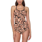 Custom Face Funny Rotating Swimsuits Personalized Women's Slip One Piece Bathing Suit Honeymoons For Her