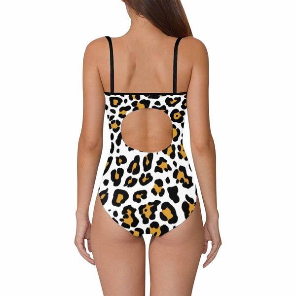 Custom Face Leopard Personalized Women's Slip One Piece Bathing?Suit Honeymoons Party Swimsuits