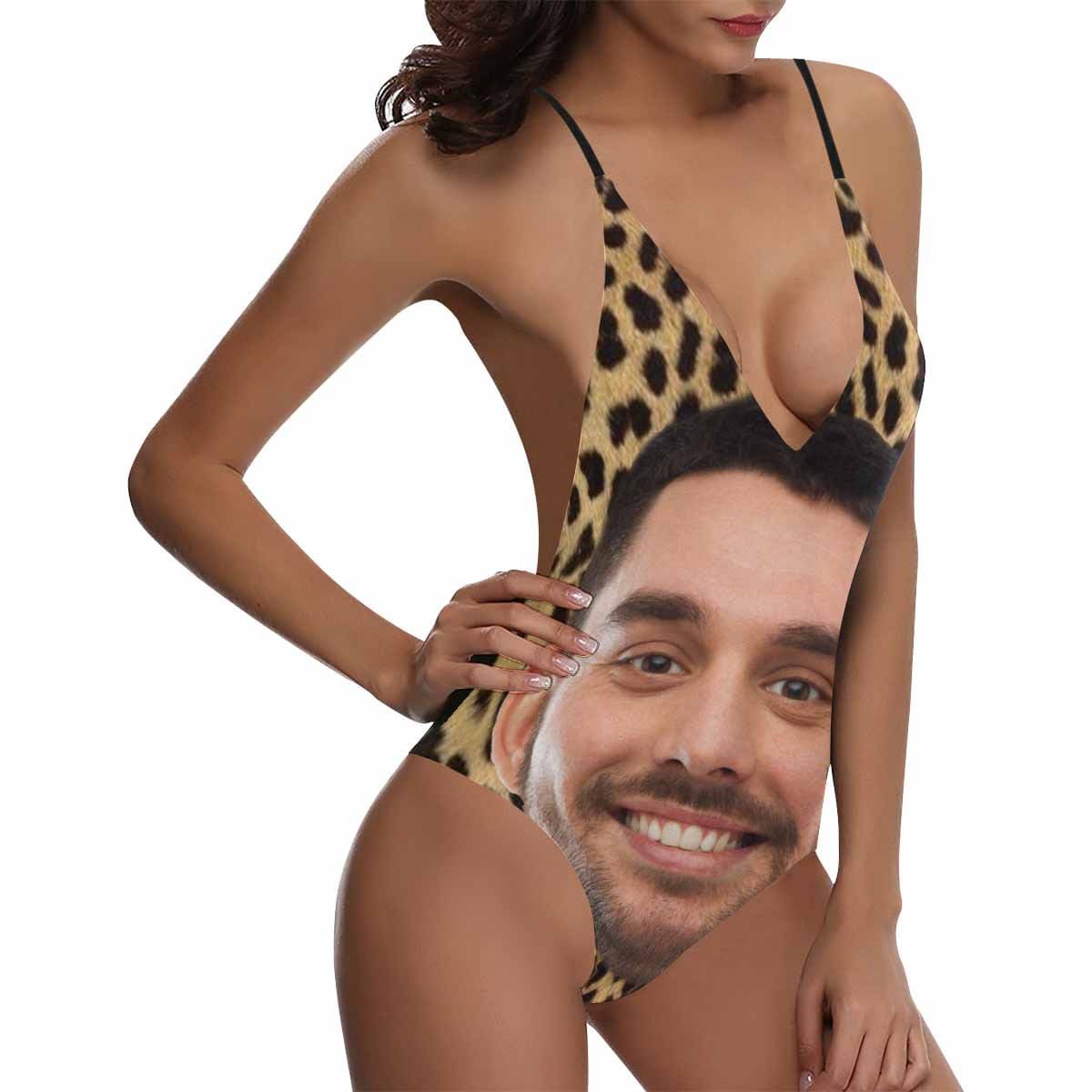 Custom Face Leopard Sexy Swimsuit Personalized Women&