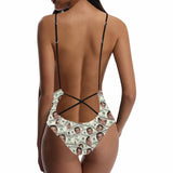 Custom Face Money Women's Lacing Backless One-Piece Swimsuit