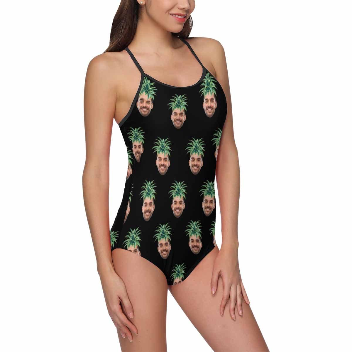 Custom Face Pineapple Head Swimsuit Personalized Women&