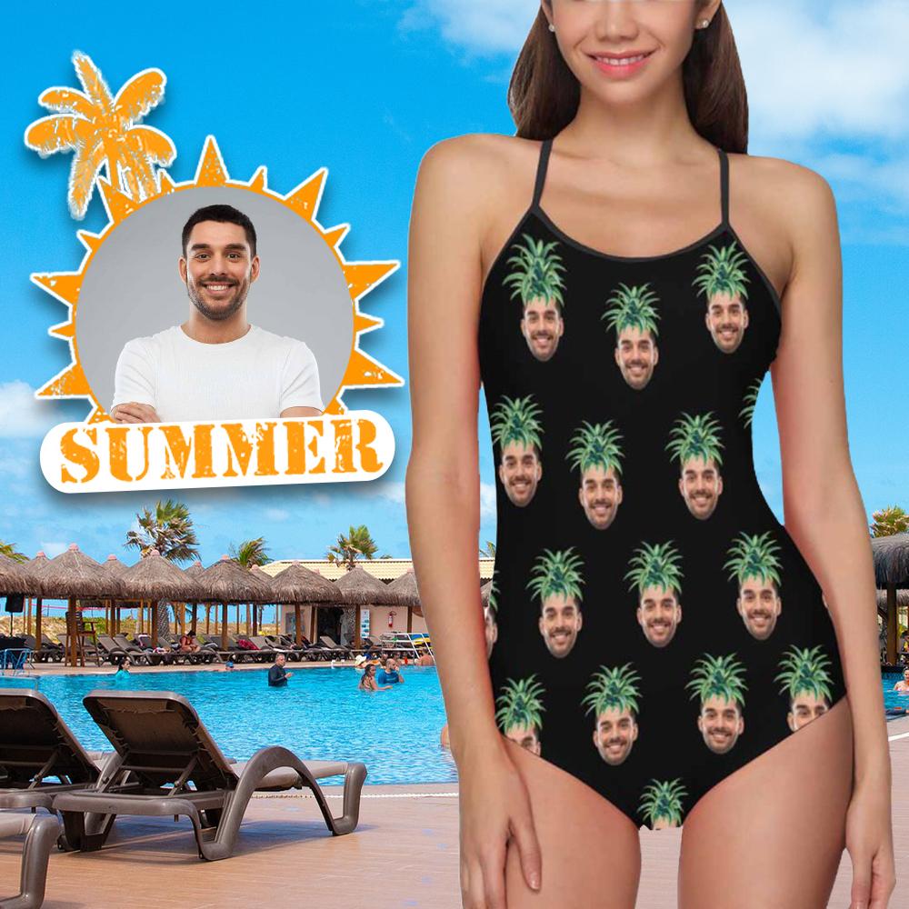 Custom Face Pineapple Head Swimsuit Personalized Women&