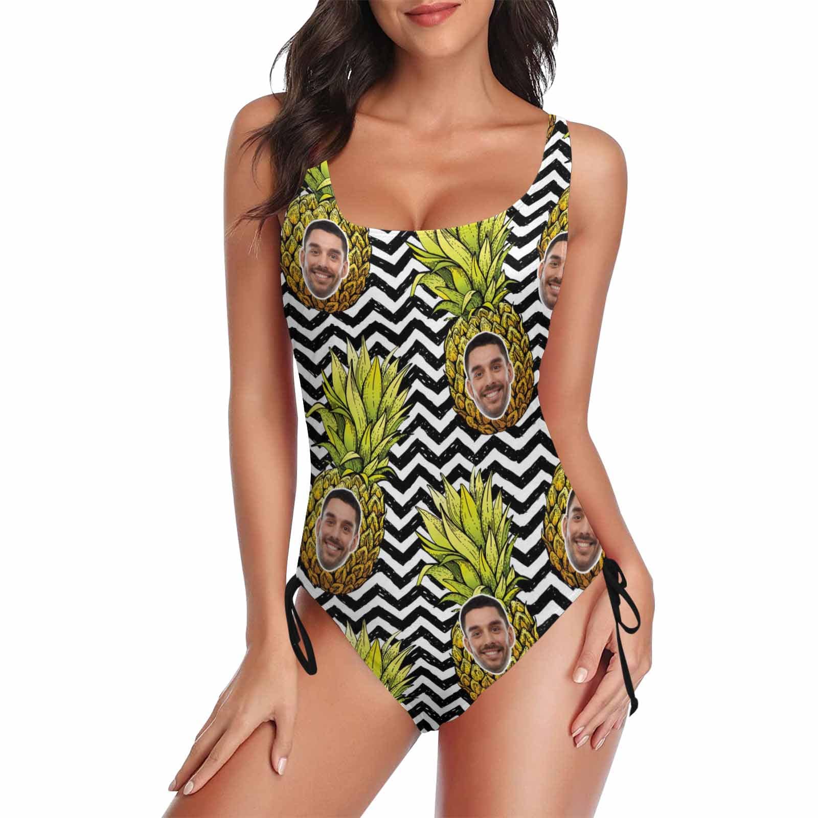 Custom Face Pineapple Style Swimsuit Personalized Women&