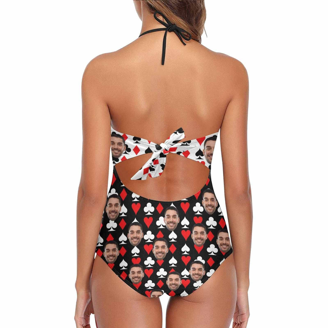 Custom Face Poker Style Swimsuit Personalized Women&