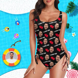 Custom Face Swimsuit All About You Personalized Women's New Drawstring Side One Piece Bathing Suit Honeymoons For Her