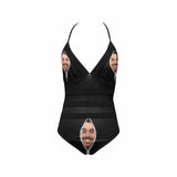 Custom Face Swimsuit Black Style Personalized Women's New Strap One Piece Bathing Suit Honeymoons For Her