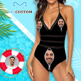 Custom Face Swimsuit Black Style Personalized Women's New Strap One Piece Bathing Suit Honeymoons For Her