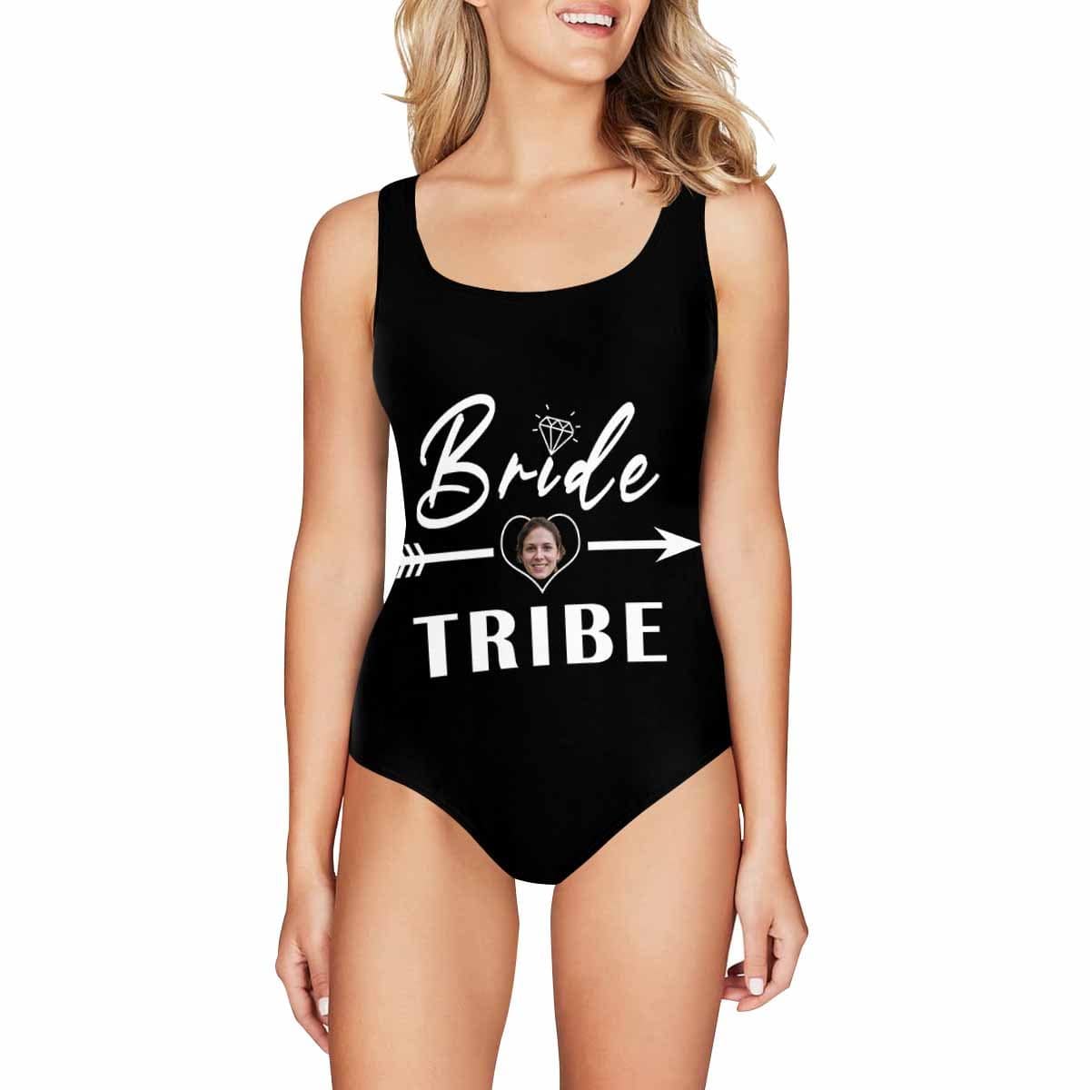 Custom Face Swimsuit Bride Tribe Arrow Personalized Women&