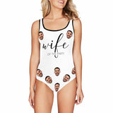 Custom Face Swimsuit Wife of The Party Personalized Women's Tank Top Bathing Suit Honeymoon Party