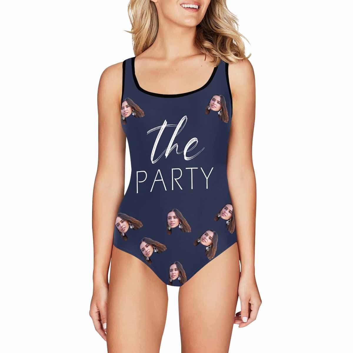 Custom Face Swimsuit Wife of The Party Personalized Women&