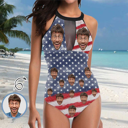 Custom Face US Flag Women&