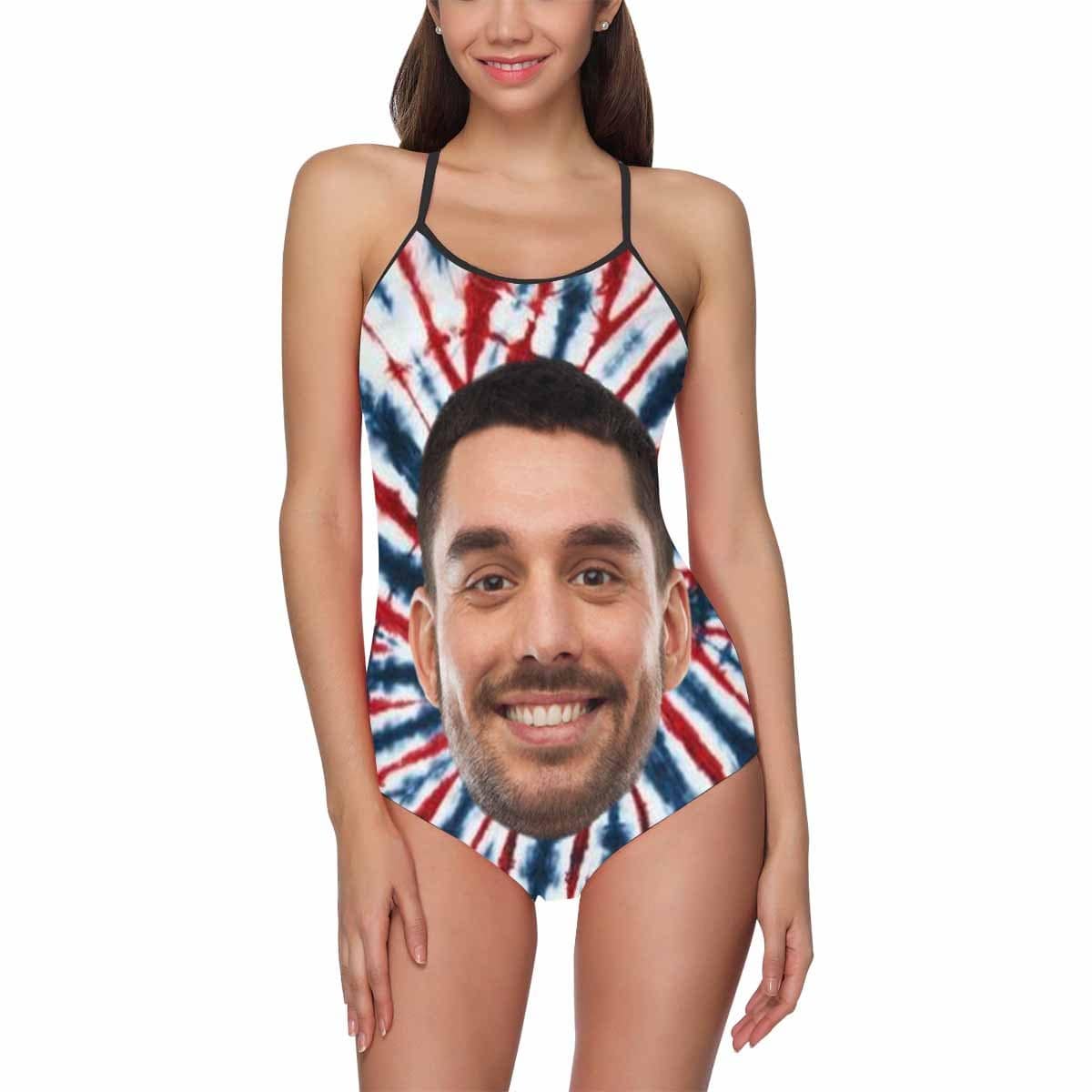 Custom Flag Face Net Swimsuit Personalized Women&