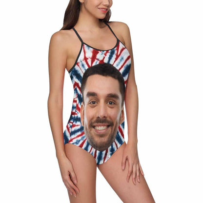 Custom Flag Face Net Swimsuit Personalized Women&