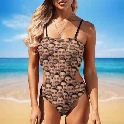 Custom Funny Face Swimsuit Personalized Women&