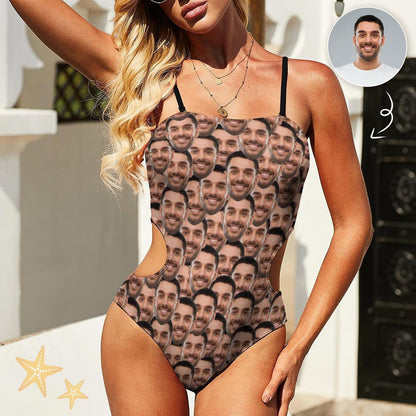 Custom Funny Face Swimsuit Personalized Women&