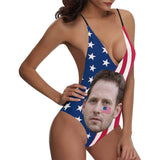 #Flagbathingsuit#Independence Day 4th of July Boat Trip-Custom Boyfriend Face Swimsuit National Flag Women's One-Piece Bathing Suit Girlfriend Gift