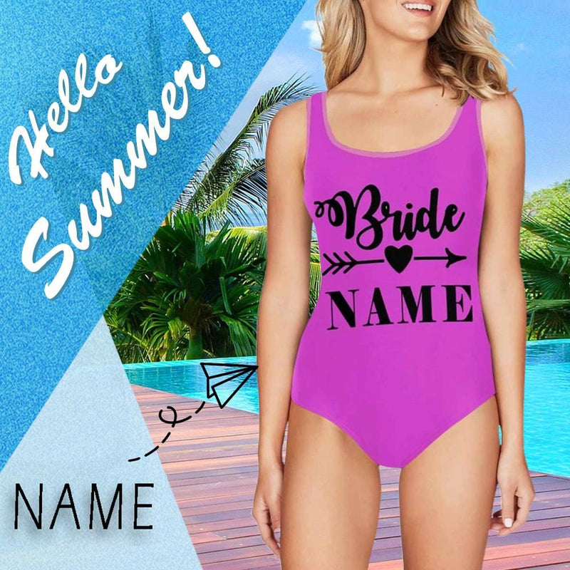 Wedding Bathing Suit-Custom Name Bride Women's One Piece Swimsuit