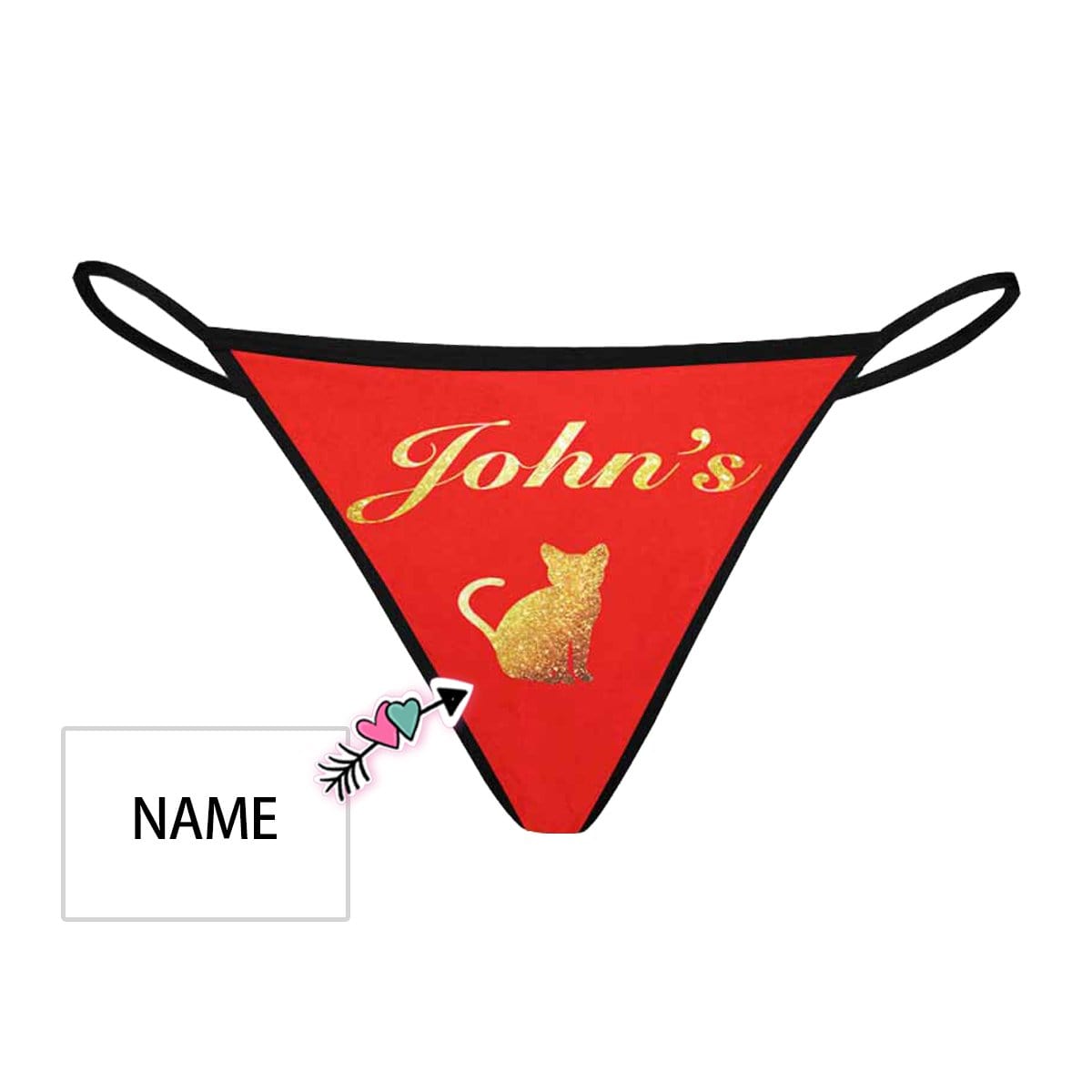 Custom Name Thongs Underwear Personalized Red Women&