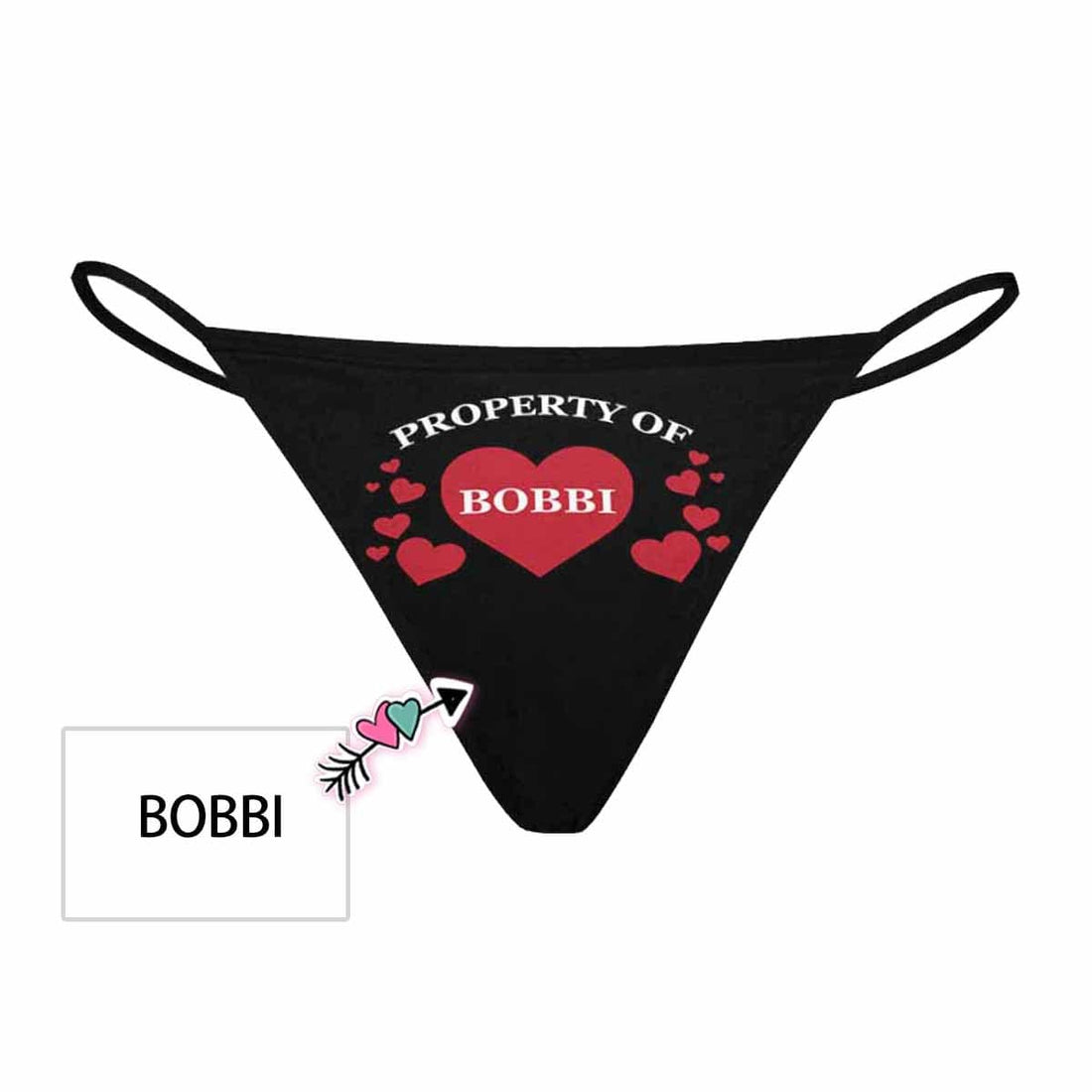 Custom Thongs Underwear with Name Personalized Love Heart Women&