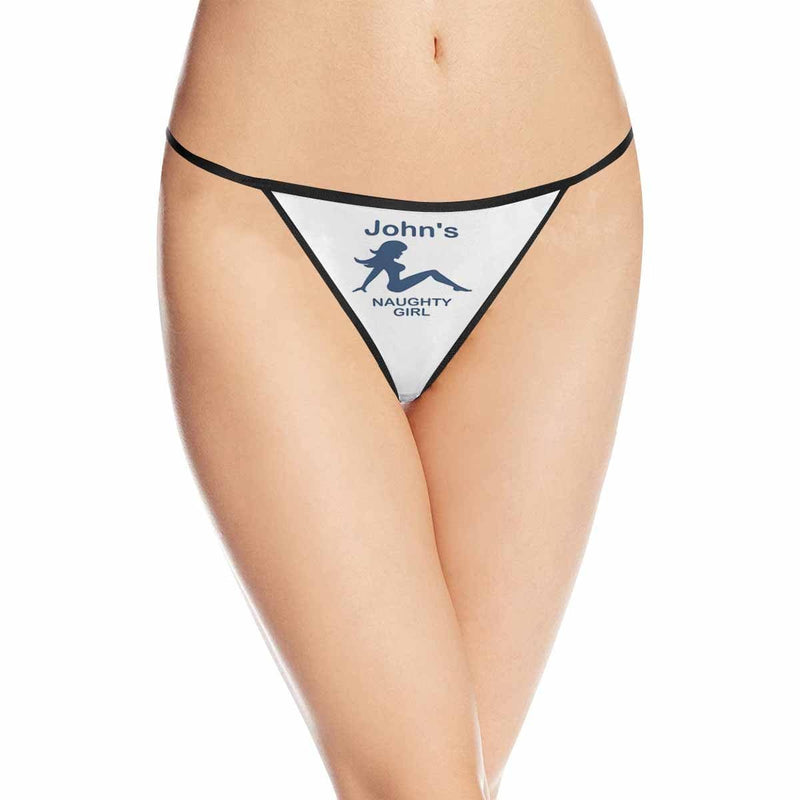 Custom Thongs Underwear with Name Personalized Naughty Girl Women's G-String Panties Funny for Her