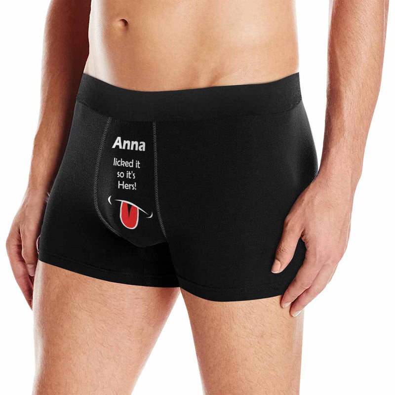 Custom Name Tongue Licked It Men's Boxer Briefs Print Your Own Personalized Underwear For Valentine's Day Gift