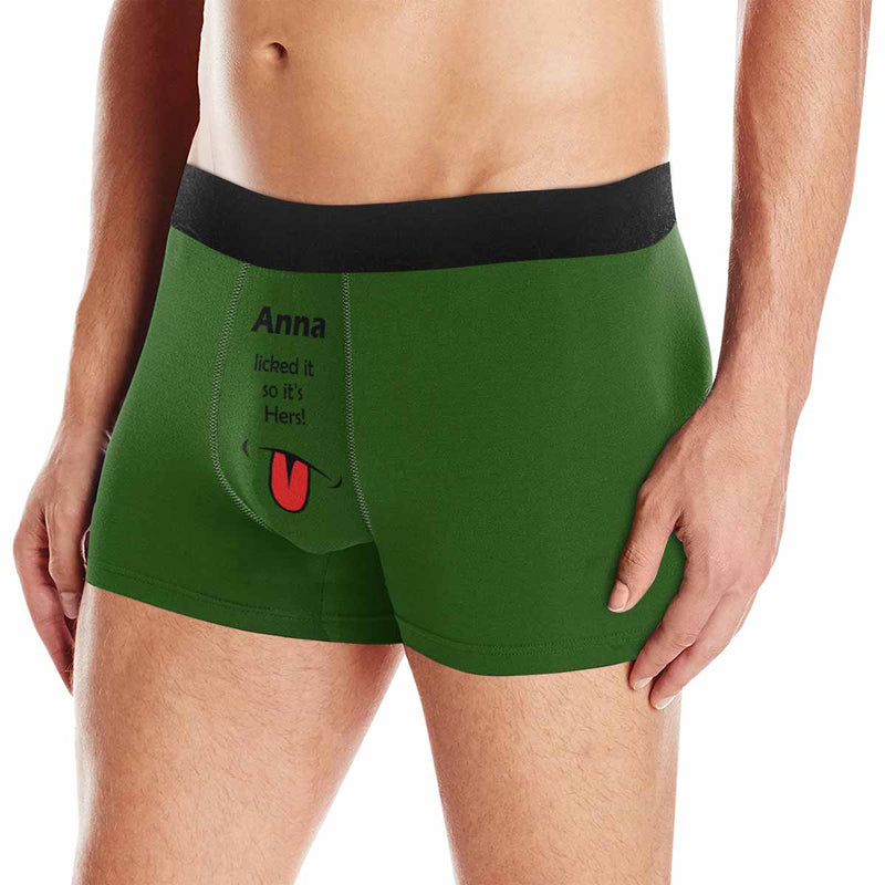 Custom Name Tongue Licked It Men's Boxer Briefs Print Your Own Personalized Underwear For Valentine's Day Gift