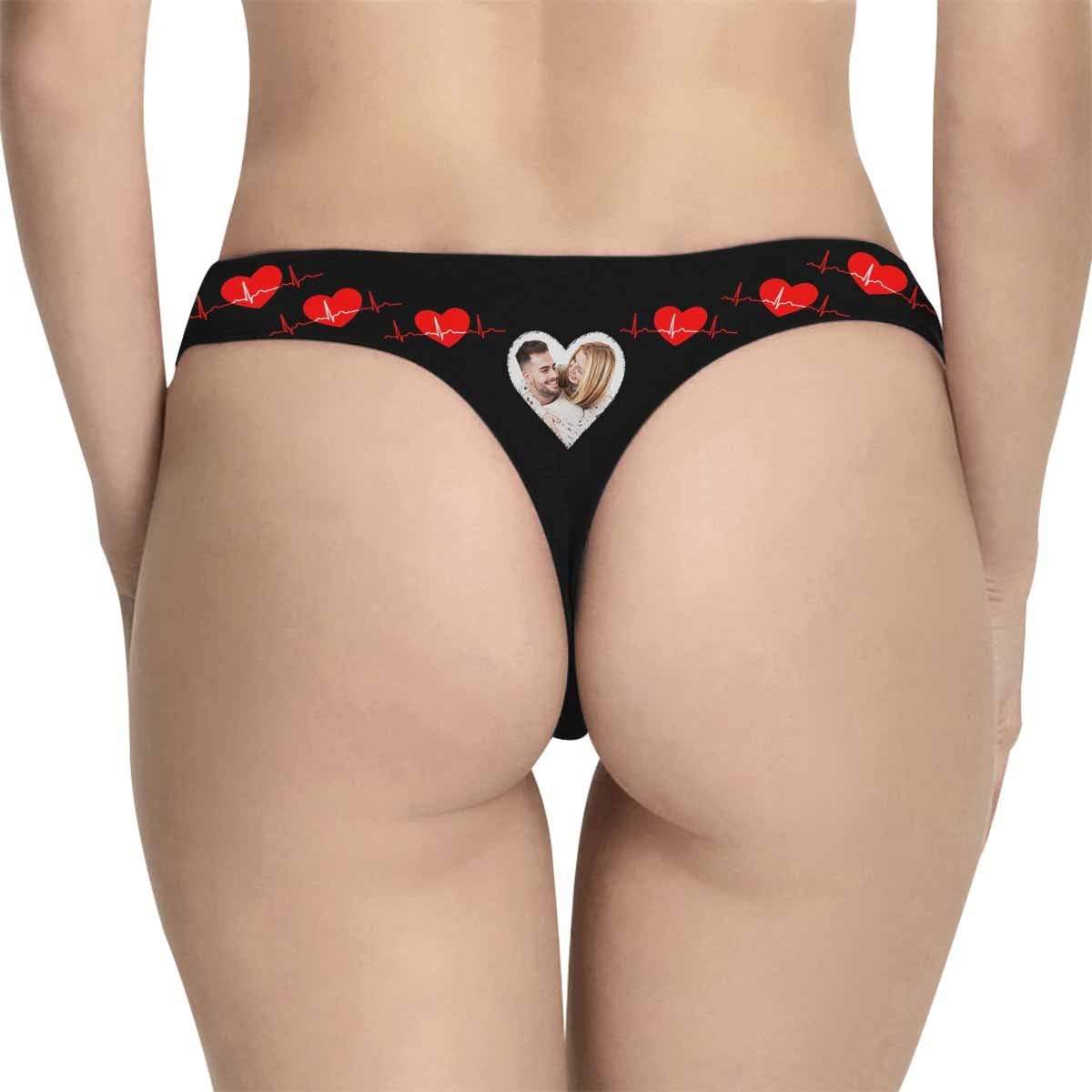 Custom Photo Underwear Design Heartbeat Love Couple Lingerie Panties Personalized Women&