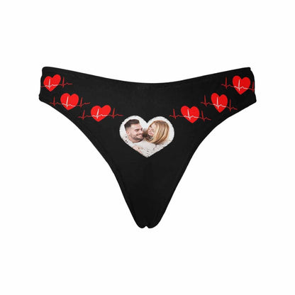 Custom Photo Underwear Design Heartbeat Love Couple Lingerie Panties Personalized Women&