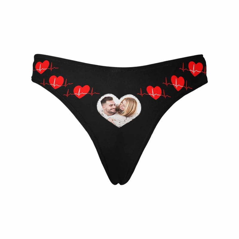 Custom Photo Underwear Design Heartbeat Love Couple Lingerie Panties Personalized Women's Classic Thong