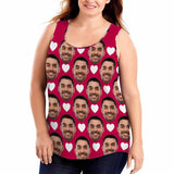 Custom Face Multicolor Loose Tops Personalized Red Love Heart Women's All Over Print Tank Top