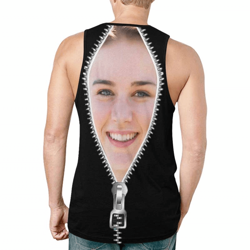 Design Face Tops Zipper Personalized All Over Print Tank Tops for Men and Women